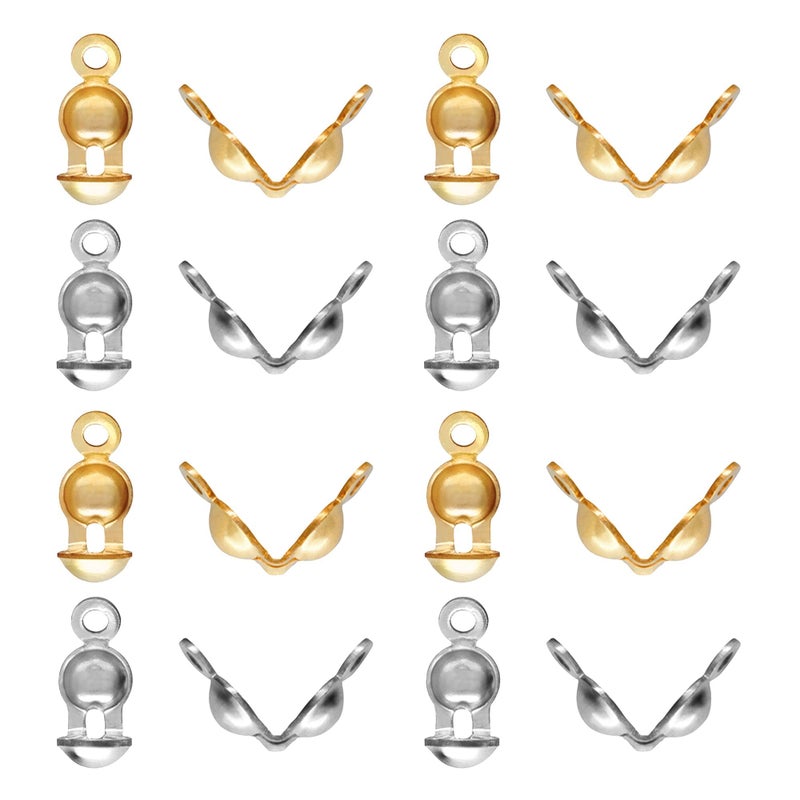LEFUBABY 1000 PCS 2 Color Metal Open Bead Tips Knot Covers Bead Tips Knot Covers for Jewelry Making - Image 2